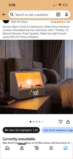 Sunrise Alarm Clock with White Noise Machine