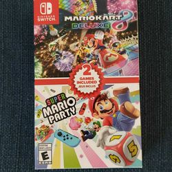 2 NEW Nintendo Switch Games Mario Kart 8 Deluxe + SUPER MARIO PARTY