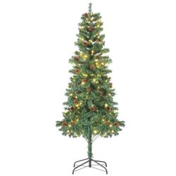 Magshion 5.5ft Green Artificial Christmas Tree with 200 Warm Colored LED Lights, 47 Pine Cones π²βοΈ