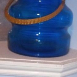 Large Pair Of Turquoise Glass Vases.      Large Size