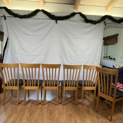 6 Solid Wood Dining Chairs (Reupholstered Seats)