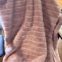 50x60 Textured Faux Fur Reversible Throw Blanket Pink - Threshold™: Soft, Cozy for Couch or Bed, Machine Washable