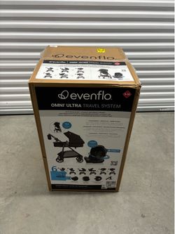 Evenflo Omni Ultra Travel System with Revolve180 LiteMax NXT Rotating Infant Car Seat, Caviar Black
