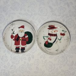 Set of 2 Wpndershop Santa Claus Snowman Holiday Christmas Bowls Melamine Plates