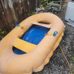 Vintage old school rubber inflatable raft prop display slow leak kiddie pool ice chest pool toy floatie

This is a cool old rubberized nylon raft.