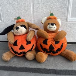 A&A Fancy Zoo Dog &bear Plush Pumpkin Jack o Lantern Costume Stuffed Animal 11"