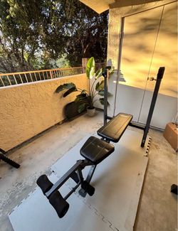 Workout bench and stationary bike