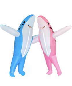 Poptrend Couples Inflatable Shark Costume for Adults Funny Halloween Blow Up Costumes His and Hers Cosplay Duo Costumes 2 Packs