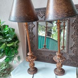 Antique Mirror  And Lamps