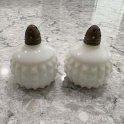 Vintage White Milk Glass Salt and Pepper Shakers