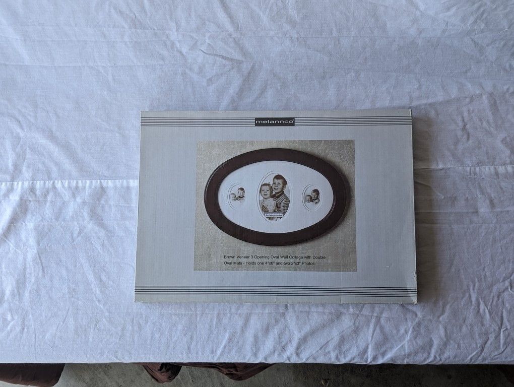 Melannco Brown Veneer 3 Opening Oval Wall Collage