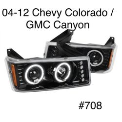 2004 TO 2012 Chevrolet Colorado / GMC Canyon LED Halo Projector Headlights - Glossy Black