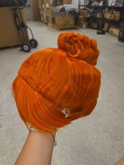 yuehong Short Orange Bun Women Wig Bangs Updo Anime Cosplay Costume
Hair Heat Resistant Synthetic Fibers Durable Breathable Wig