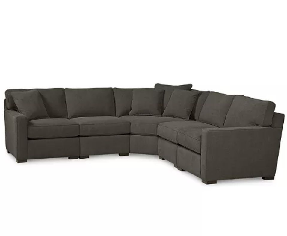 Radley Fabric 5-Piece Sectional Sofa, Created for Macy's in Heavenly Mocha Grey