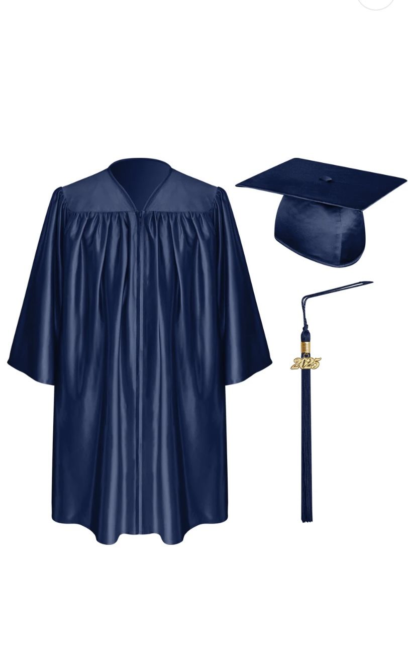 Navy Blue Graduation Cap, Gown & Tassel