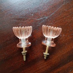 Rare Antique Pink Pressed Glass Drawer Knobs