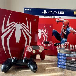 🕷️🔥 Spider-Man Limited Edition PS4 Pro (1TB) + 6 Games + Controllers — Box Included