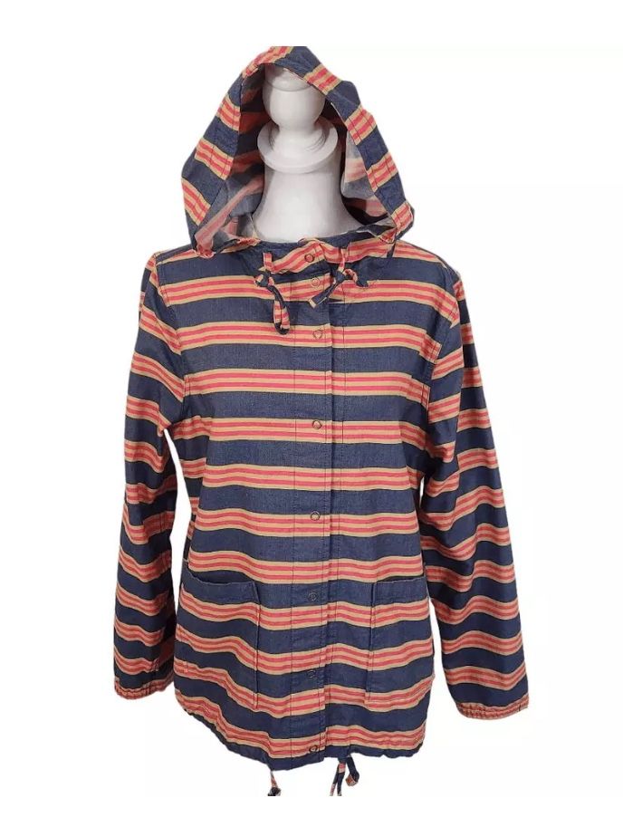 Isaac Mizrahi women’s Blue Stripe Hoodie Jacket Size 1X Lightweight Jacket
