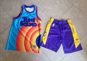 La lakers shorts & lebron james tune squad jersey