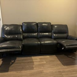 Dark Brown Leather Power Reclining Couch – 4 Seat – USB Charging Free Delivery 🚚 