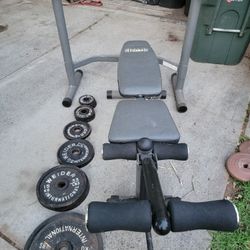 Vintage Weider Olympic Weight Set + Bench/Rack Combo