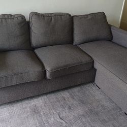 Grey Cushion Sofa Couch Long Leg stretch