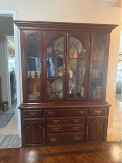 American Drew Cherry Wood China Hutch