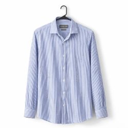 Michael Kors Slim Fit Shirt M Blue White Stripe Button Up