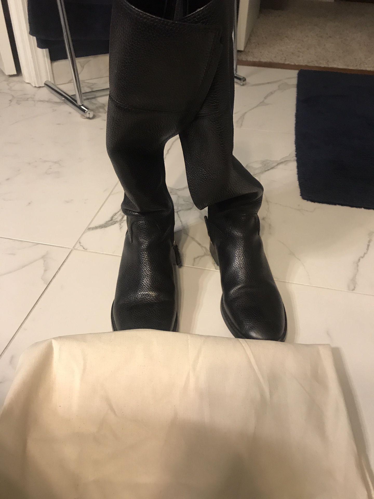 Tory Burch black leather knee boots, size 8