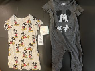 Disney Baby Mickey Mouse One Piece Romper Set of 2 NWT 6-9m
