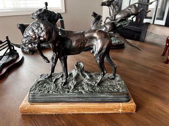 Antique Bronze limited edition statue-Retriever with Hare