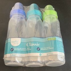 Clear Bpa-Free Plastic Baby Bottle - 8oz 3pk (NEW) Factory Sealed!