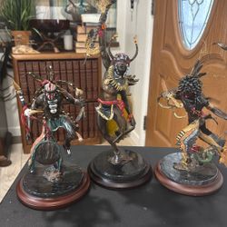 3 Native Franklin Mint Bronze Statues