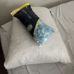 Cooling Pillow Queen Size, Shredded Memory Foam Cool Pillow for Hot Sleepers, Adjustable Firm Soft Support Bed Pillows Perfect for Back Neck Pain and 