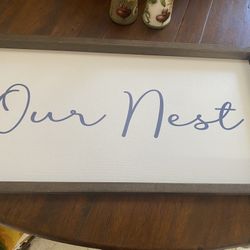 Farmhouse “Our Nest” Wall Decor Sign (20” x 10”)