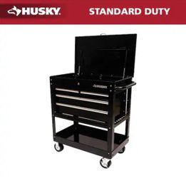 BRAND NEW IN BOX Shop Husky 33 in. W 4-Drawer Mechanics Tool Utility Cart in Gloss Black