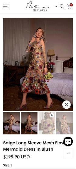 Mesh Flower Mermaid Dress In Blush