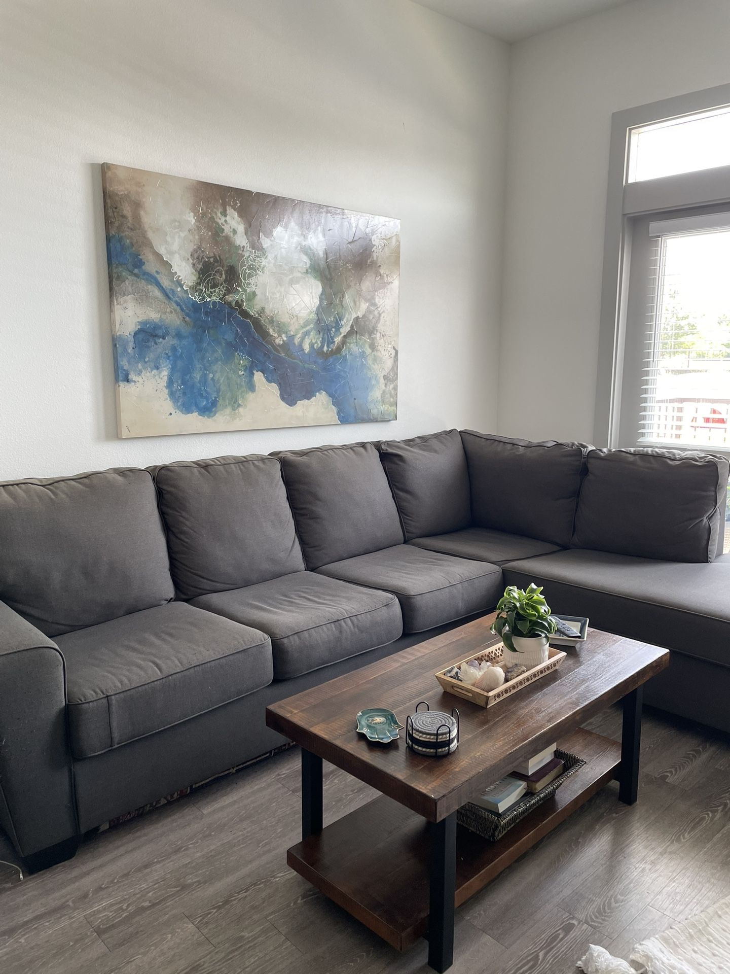 Two Piece Sofa 7  Feet Long ;Chaise Section 7’ Long