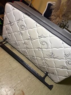 Quilted Mattress with Metal Bed Frame