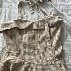 BEIGE DRESS HALTER