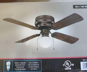 42" Boston Harbor Ceiling Fan  Venetian Bronze Finish with Dark Wood Grain Blade. Light