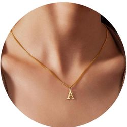 Initial Necklaces for Women Girls 14k Gold Letter Necklace Gold Plated Dainty A-Z Choker Necklace Custom Gifts Necklace Gold Jewelry Necklace for Teen