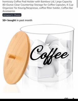 Homicozy Clear Coffee Pod Holder with Bamboo Lid