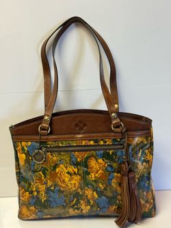 PATRICIA NASH WILDFLOWER PRINT COLLECTION POPPY LEATHER TOTE