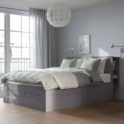 Storage Queen Bed w/ drawers + headboard and free mattress