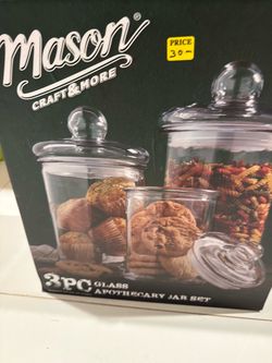 Mason Craft & More 3-Piece Glass Apothecary Jar Set