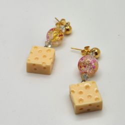 Cheese Block Earrings