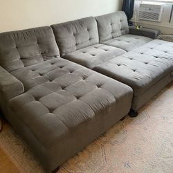 Large Grey Sectional Couch With Storage Ottoman