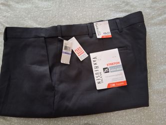 NEW VAN HEUSEN BIG & TALL TRAVEL 48X32 STRETCH  PREMIUM FLAT FRONT SLACKS PANTS