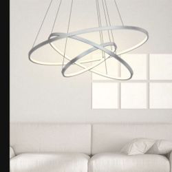 Modern LED Chandelier 3 Ring Chandelier Dimmble with Remote Control Circular Dining Ceiling Pendant Light for Dinning Room Living Room